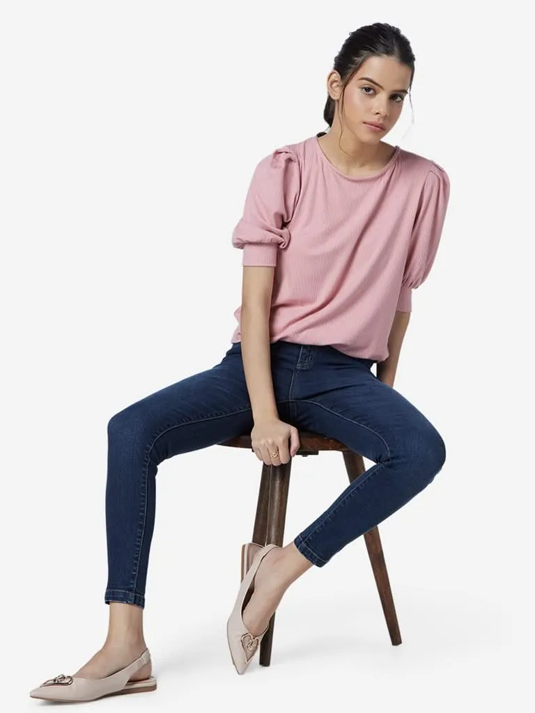 LOV Light Pink Ribbed Ramy Top