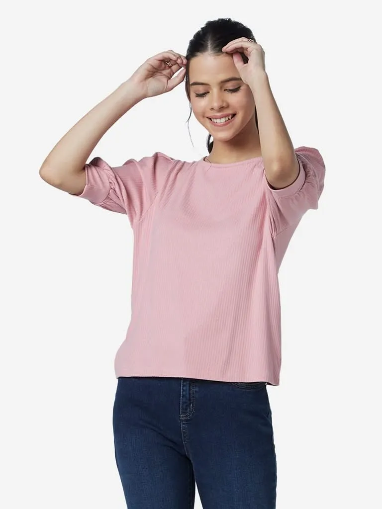 LOV Light Pink Ribbed Ramy Top