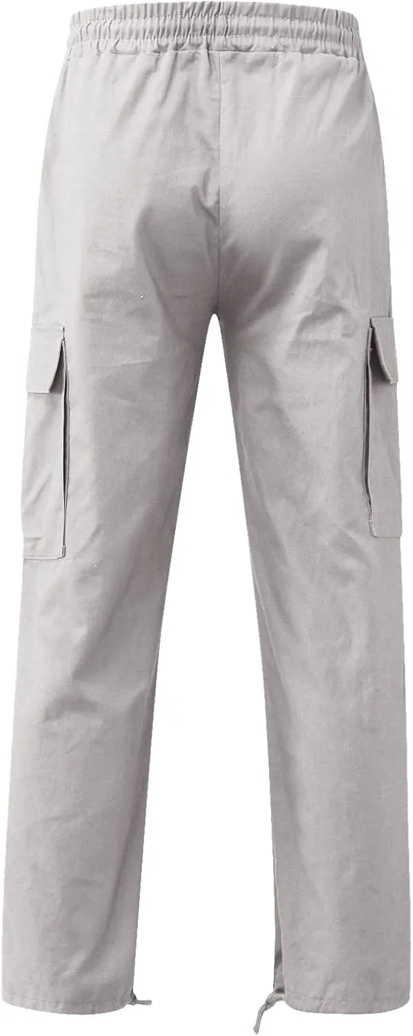 Men's Active Athletic Casual Tricot Color Pants Men's Overalls Drawstring Pants Men's Running Tactical Sweatpants