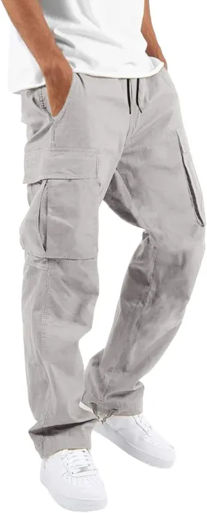 Men's Active Athletic Casual Tricot Color Pants Men's Overalls Drawstring Pants Men's Running Tactical Sweatpants