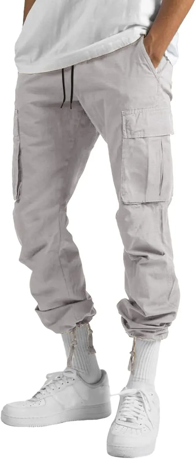 Men's Active Athletic Casual Tricot Color Pants Men's Overalls Drawstring Pants Men's Running Tactical Sweatpants