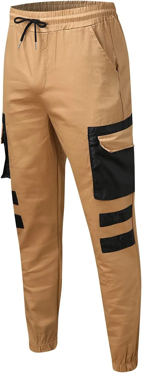 Men's Fleece Sweatpants Leg Fashion Pants Pants Stitching Casual Men's Multi-Pocket Men's Fleece Joggers with