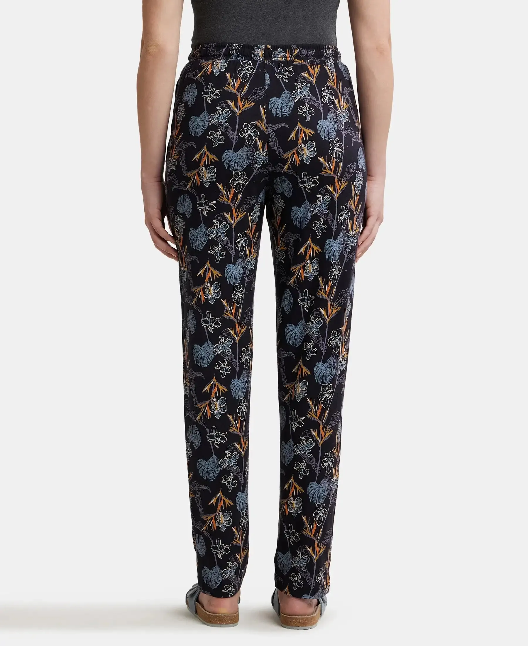 Micro Modal Cotton Relaxed Fit Printed Pyjama with Side Pockets - Black Assorted Prints