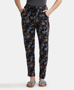 Micro Modal Cotton Relaxed Fit Printed Pyjama with Side Pockets - Black Assorted Prints