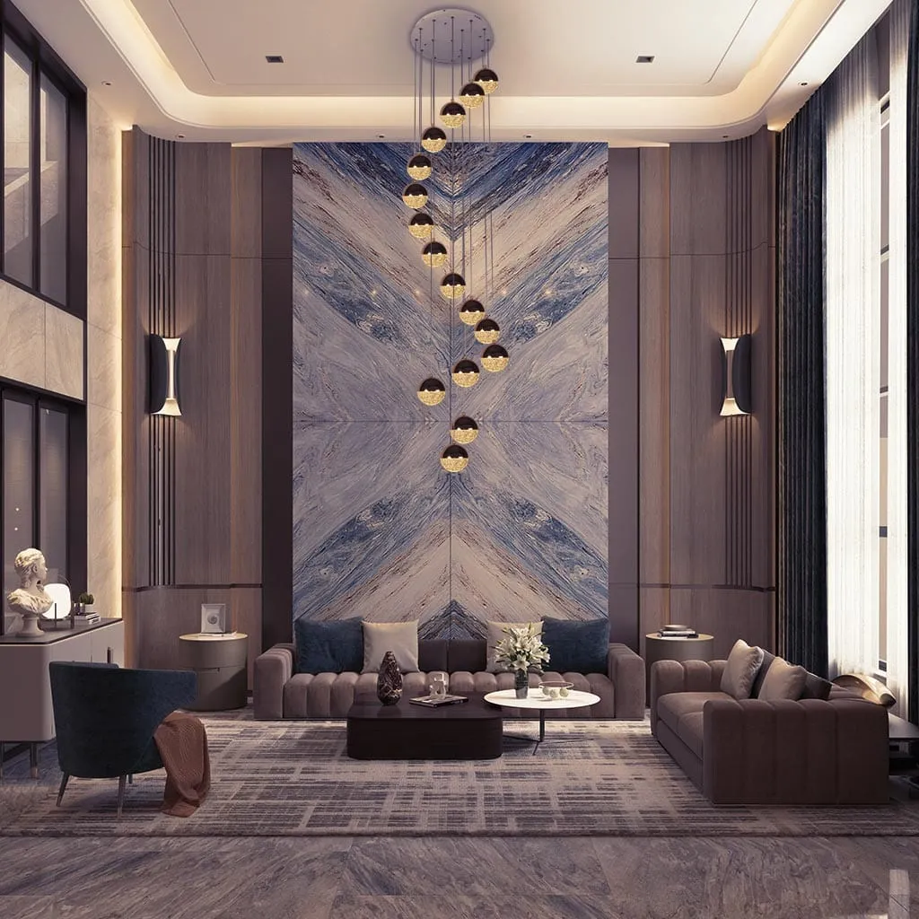 Modern Crystal Ball Duplex Chandelier