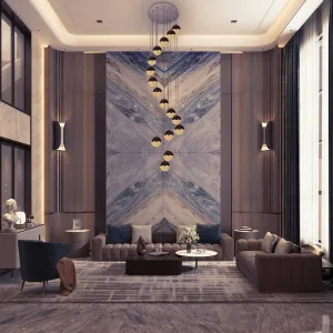 Modern Crystal Ball Duplex Chandelier