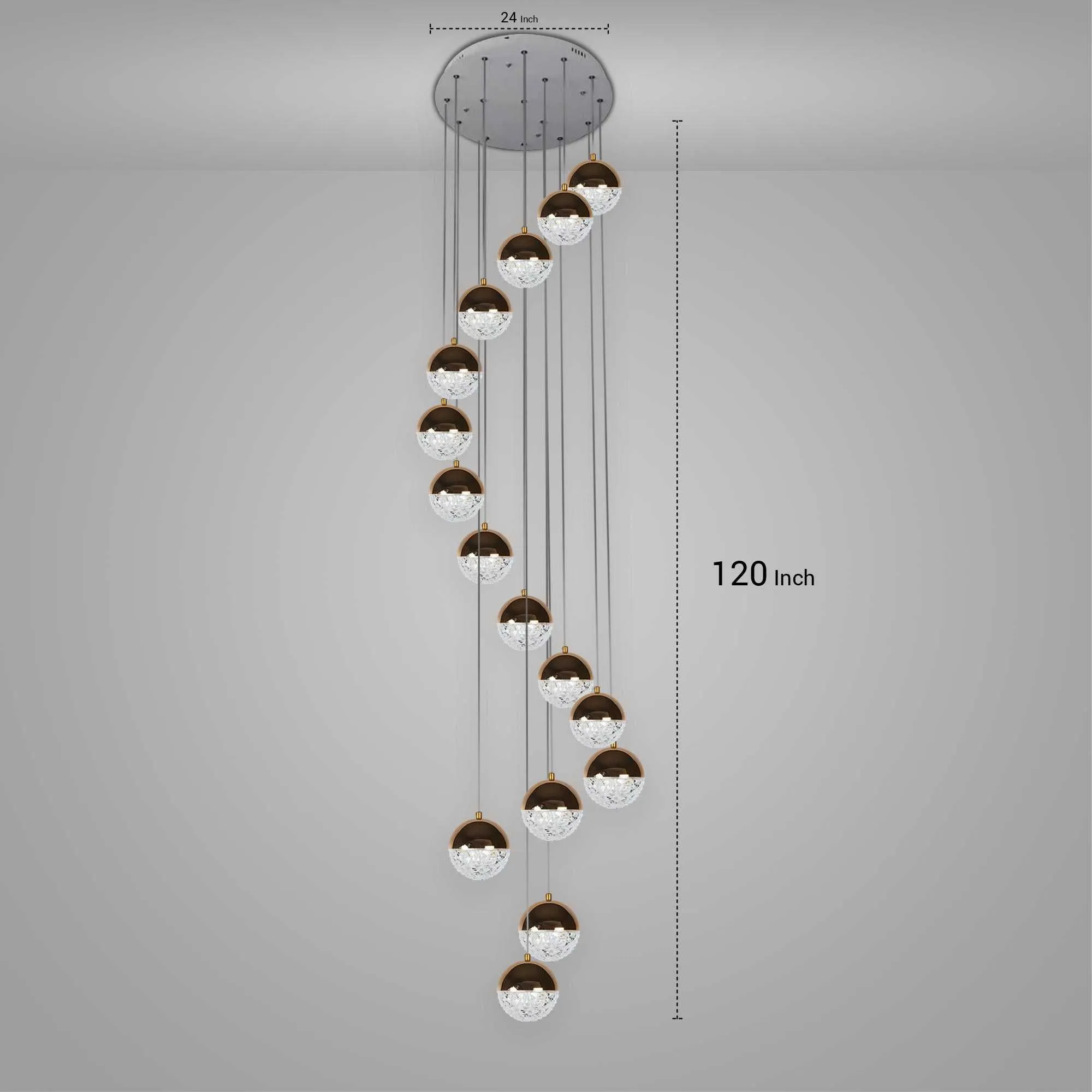 Modern Crystal Ball Duplex Chandelier