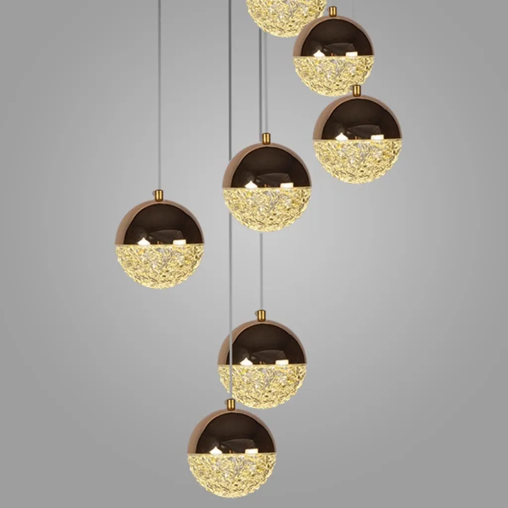 Modern Crystal Ball Duplex Chandelier