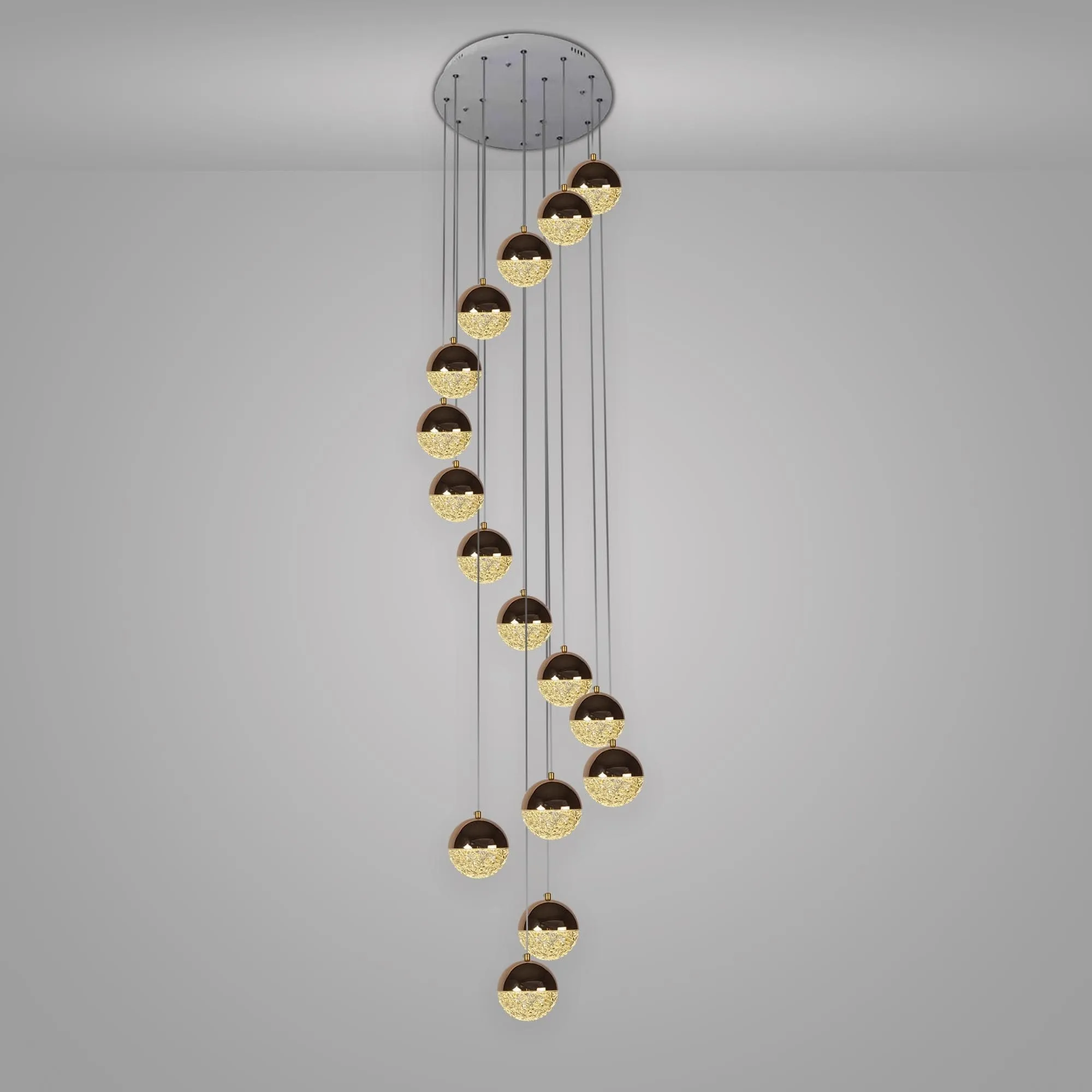 Modern Crystal Ball Duplex Chandelier