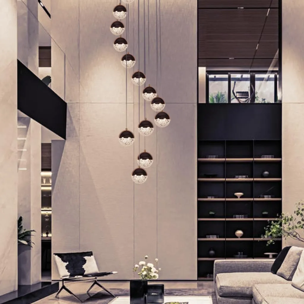 Modern Crystal Ball Duplex Chandelier
