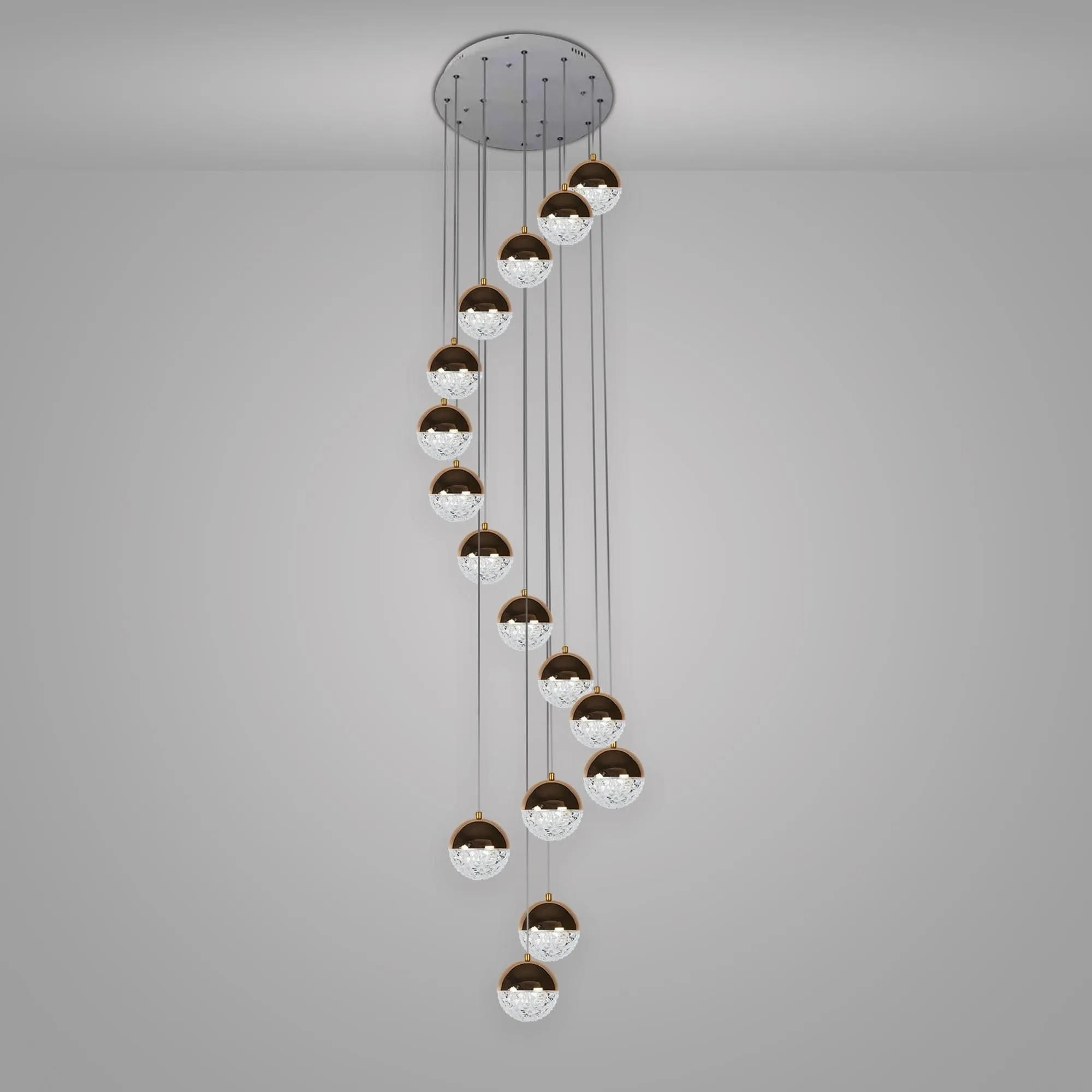 Modern Crystal Ball Duplex Chandelier
