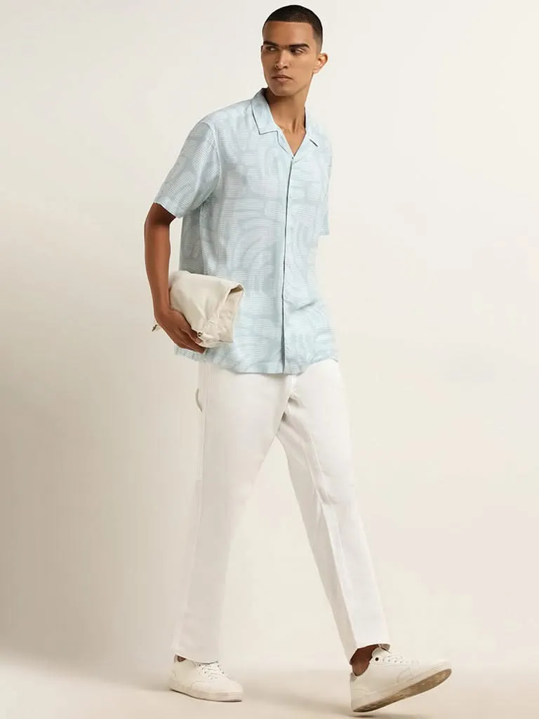 Nuon Blue Abstract Print Relaxed Fit Shirt