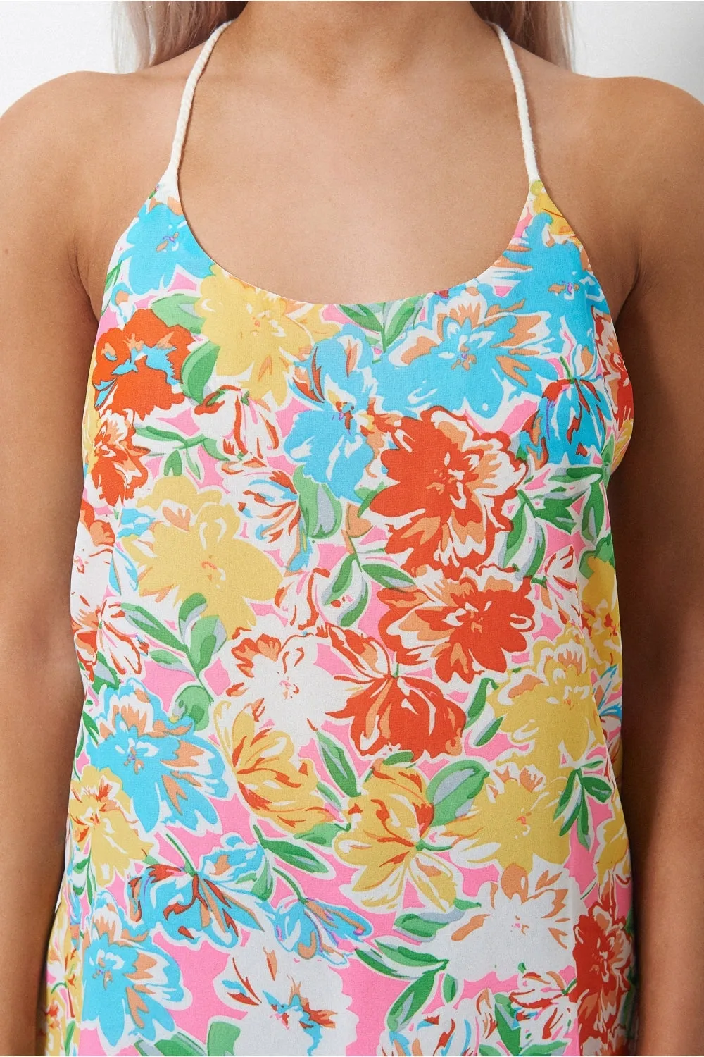Oversized Racer Back Floral Chiffon Vest Top
