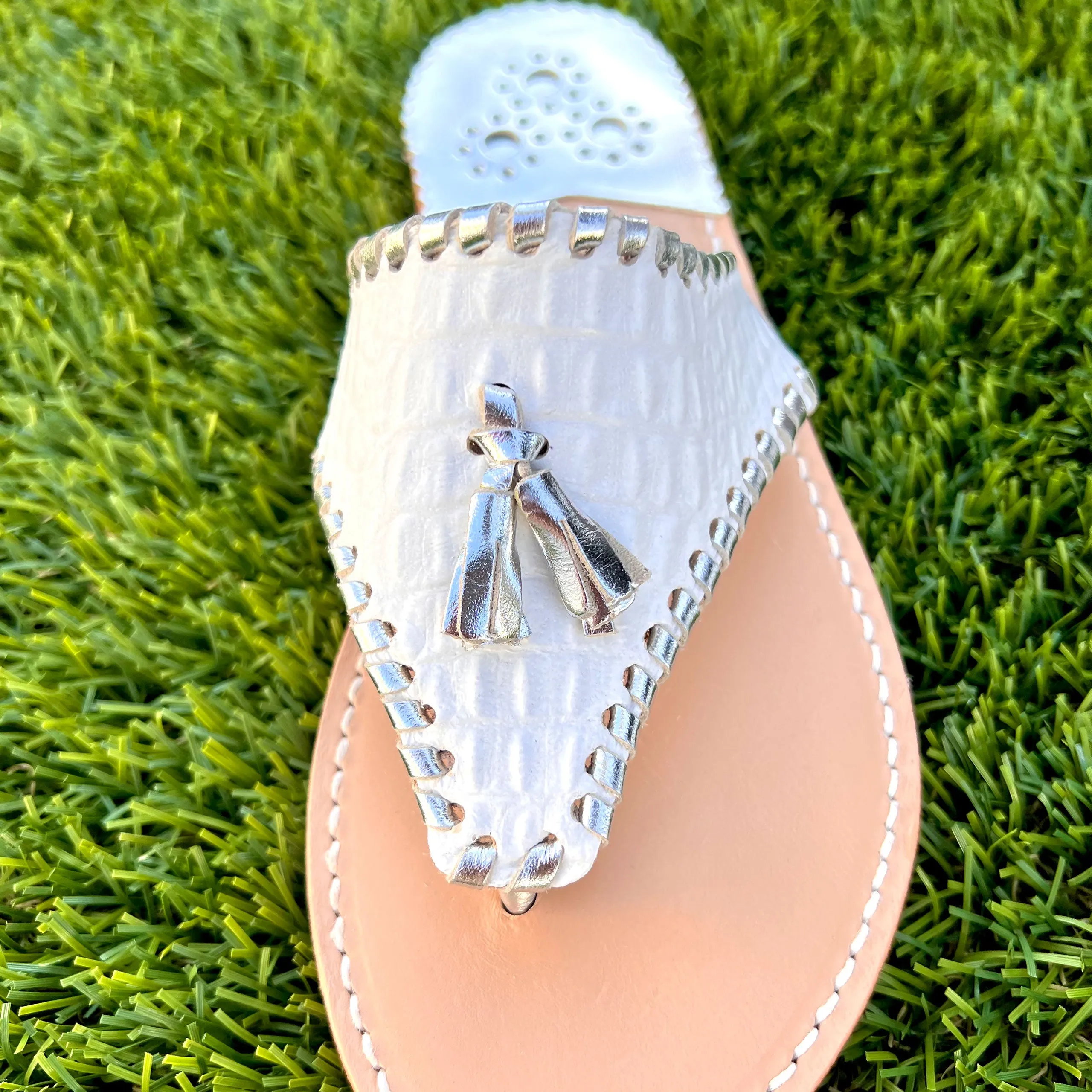 PB Tassel White Croc / Silver