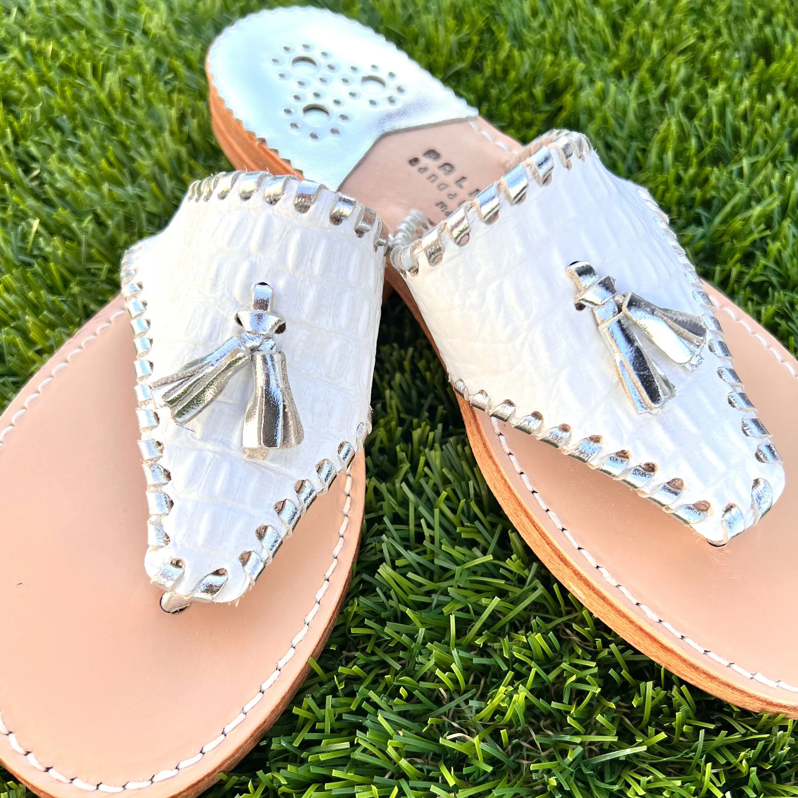 PB Tassel White Croc / Silver