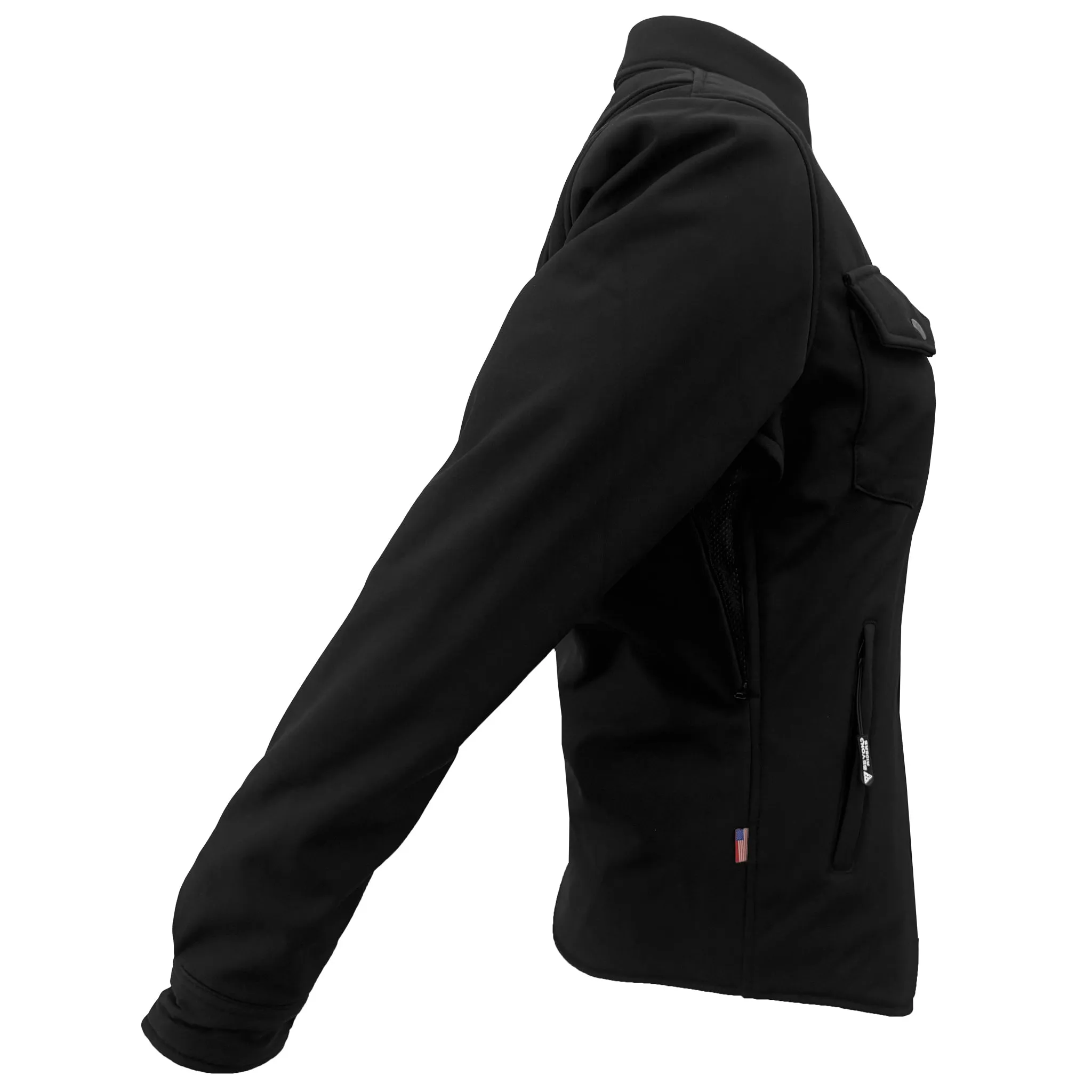 Protective SoftShell Winter Jacket for Women - Black Matte with Pads