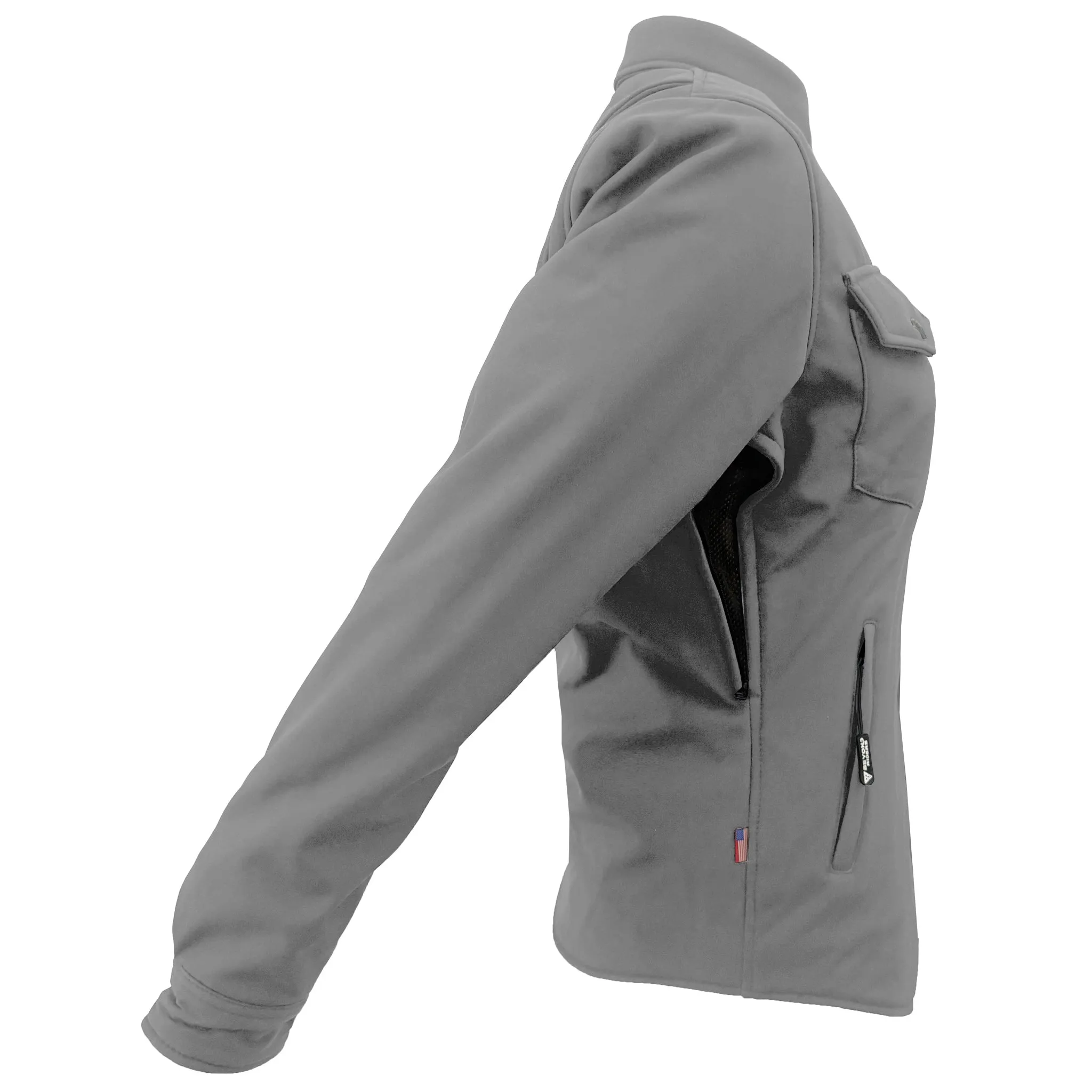 Protective SoftShell Winter Jacket for Women – Light Gray Matte with Pads