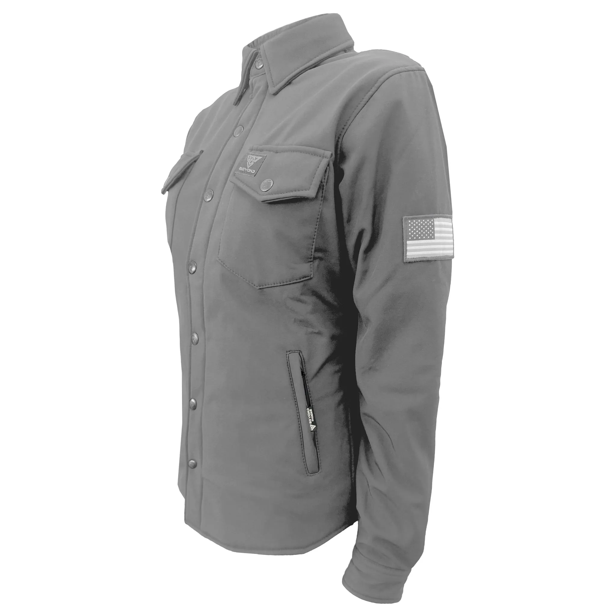 Protective SoftShell Winter Jacket for Women – Light Gray Matte with Pads