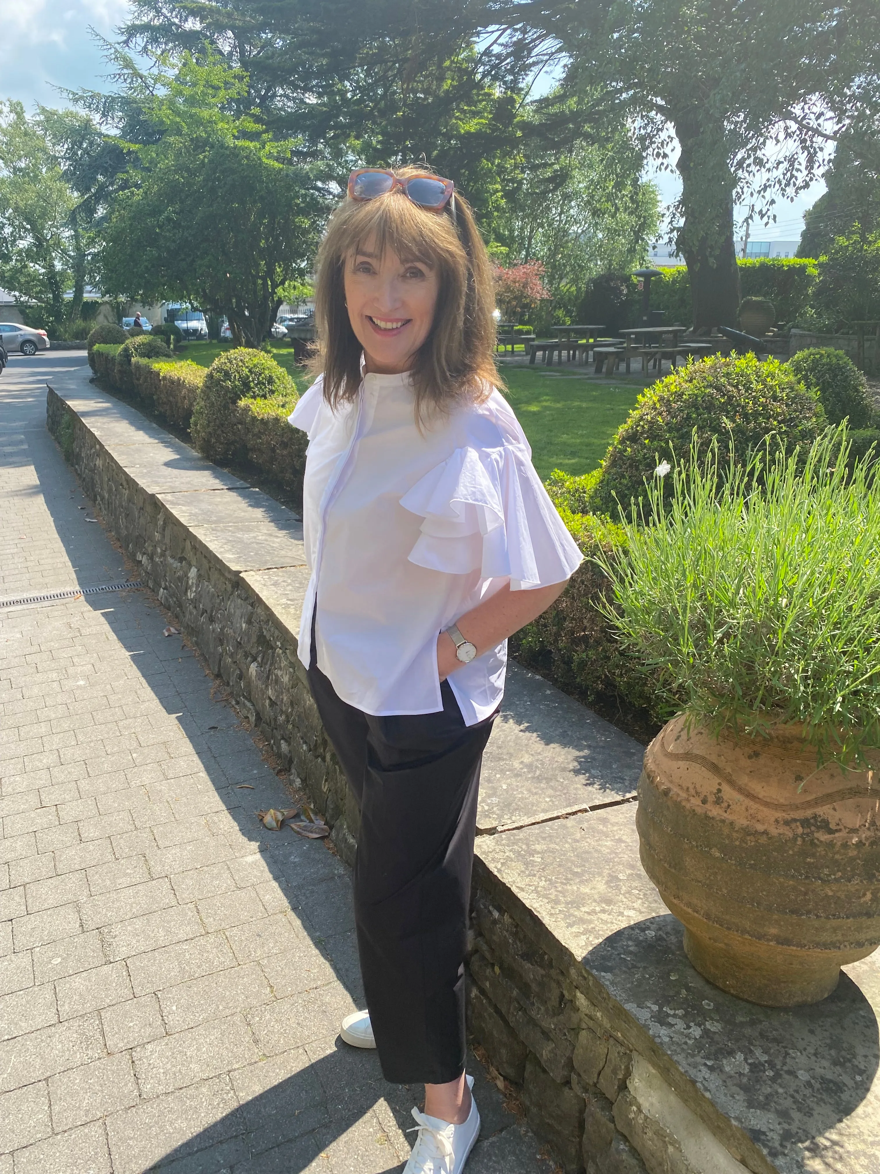 Psophia Blouse With Ruffled Sleeves White