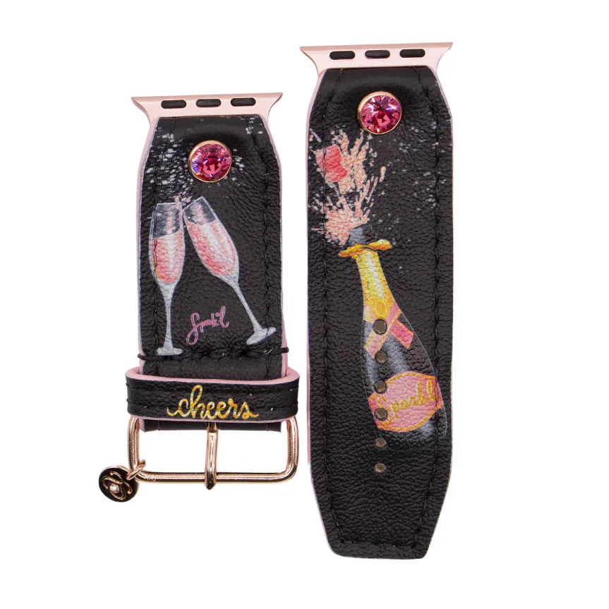Ready to Ship - "Cheers" on Black Watchband