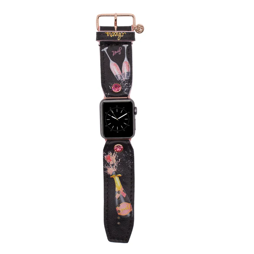 Ready to Ship - "Cheers" on Black Watchband