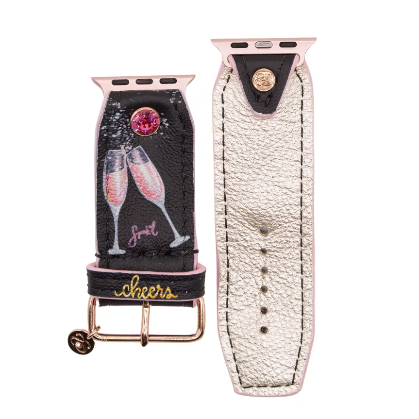 Ready to Ship - "Cheers" on Black Watchband