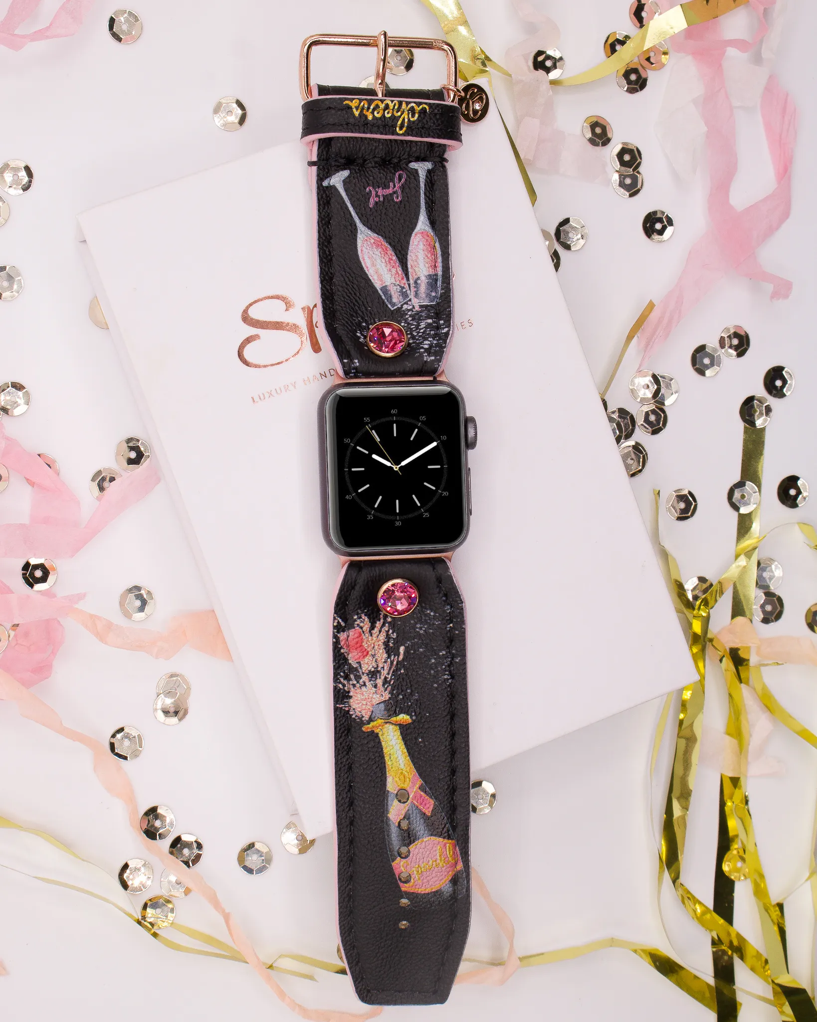 Ready to Ship - "Cheers" on Black Watchband