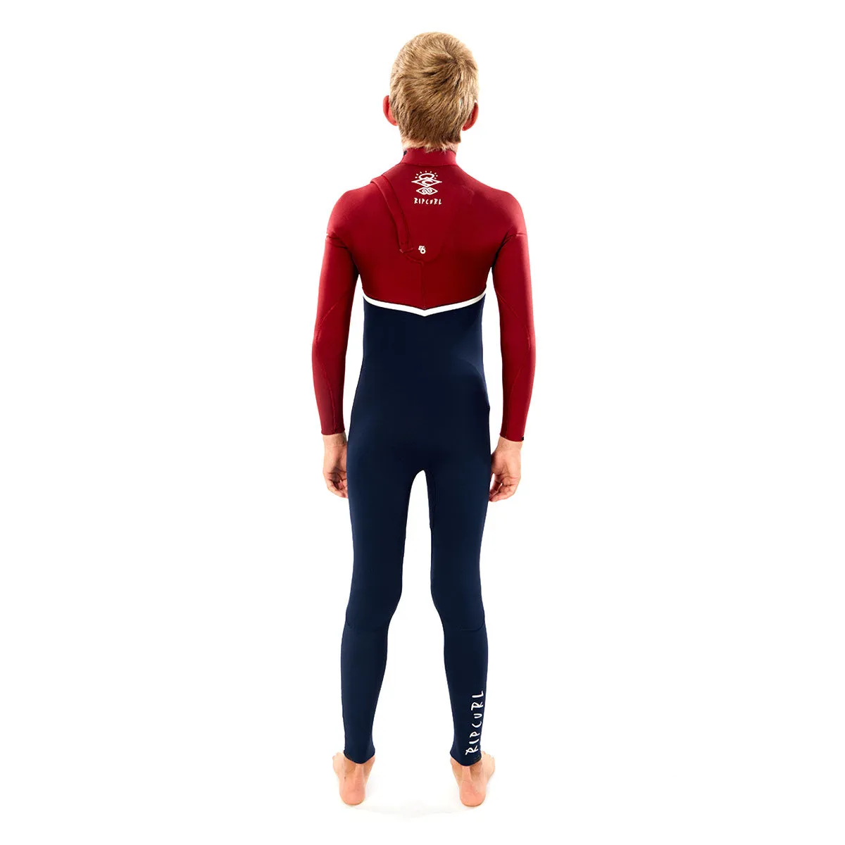 Rip Curl Junior Flash Bomb 4/3mm Zip Free Wetsuit - Navy/Red