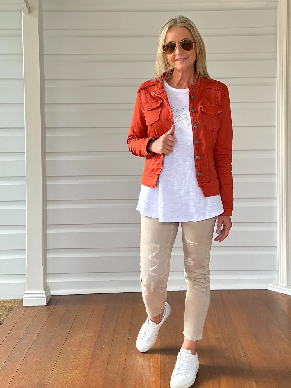 Rose All Day Long Sleeve Top - White