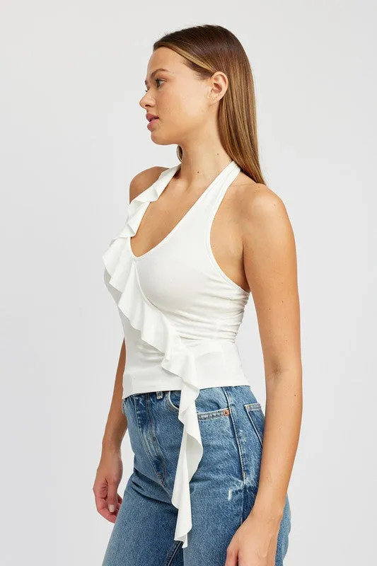 RUFFLED HALTER TOP *Online Only*