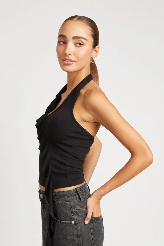 RUFFLED HALTER TOP *Online Only*