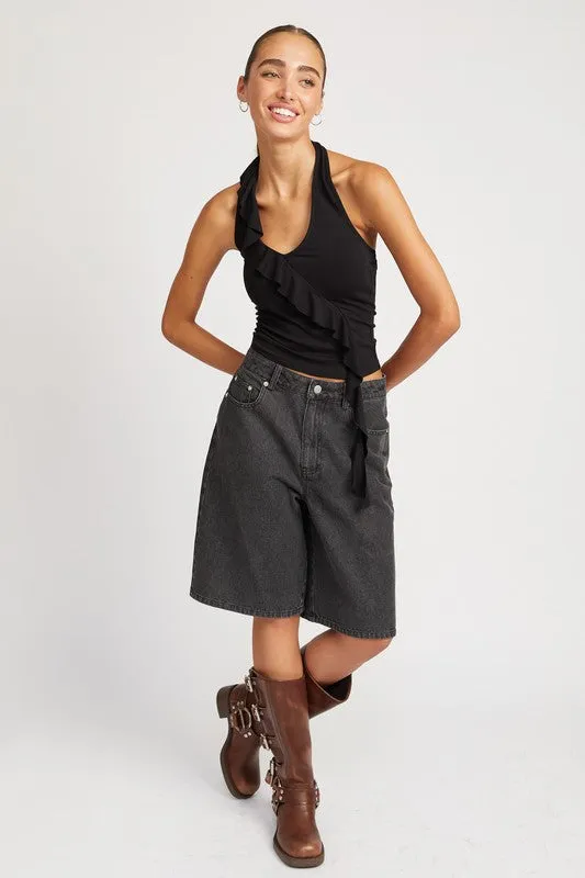 RUFFLED HALTER TOP *Online Only*