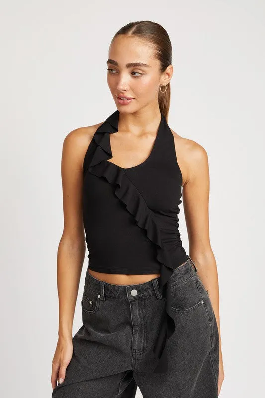 RUFFLED HALTER TOP *Online Only*