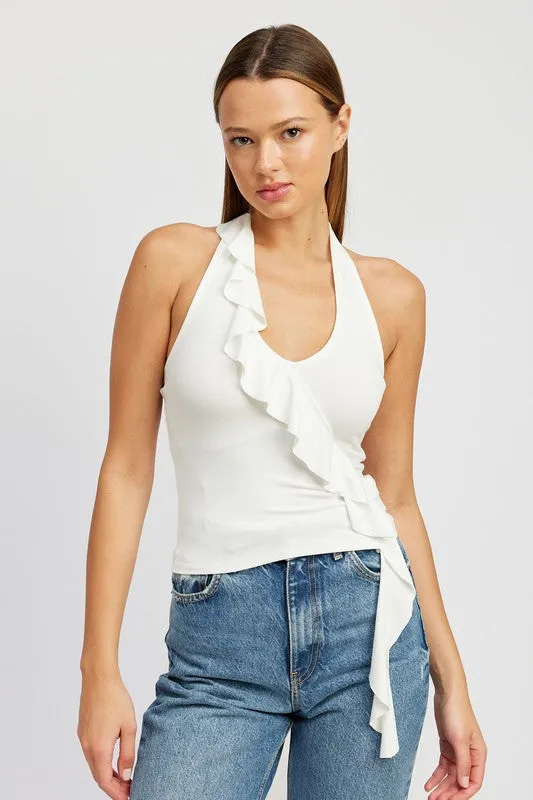 RUFFLED HALTER TOP *Online Only*
