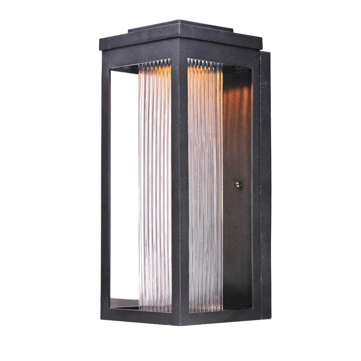 Salon LED 15 In. LED Outdoor Wall Sconce 840 Lumens Clear Ribbed Glass Black Finish