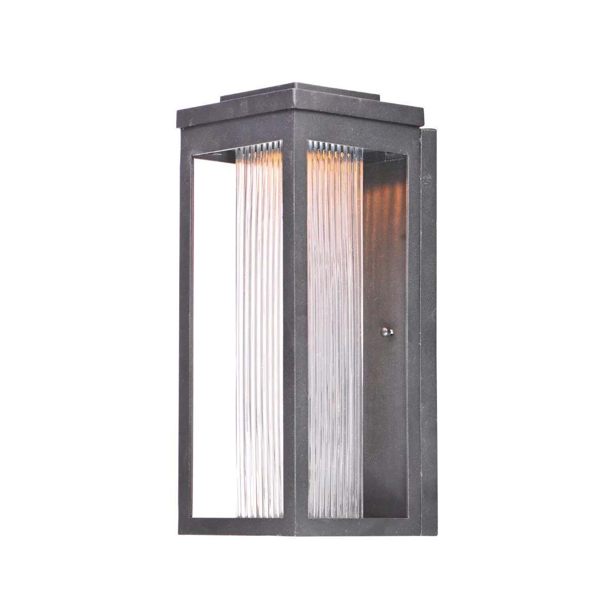 Salon LED 15 In. LED Outdoor Wall Sconce 840 Lumens Clear Ribbed Glass Black Finish