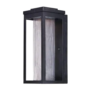 Salon LED 15 In. LED Outdoor Wall Sconce 840 Lumens Clear Ribbed Glass Black Finish
