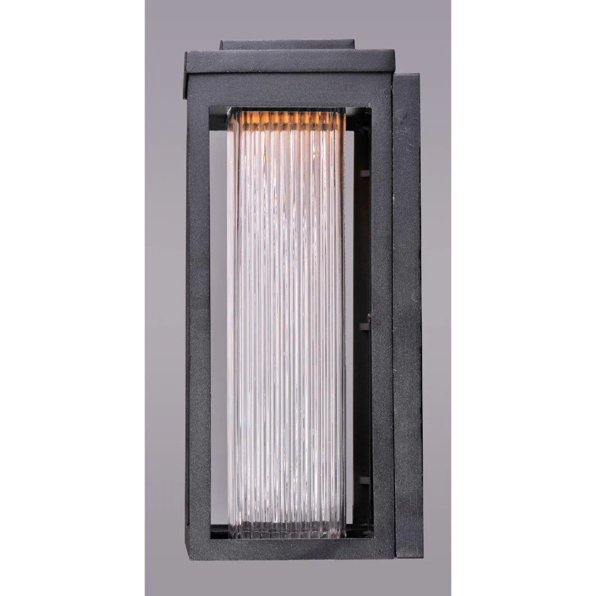 Salon LED 15 In. LED Outdoor Wall Sconce 840 Lumens Clear Ribbed Glass Black Finish