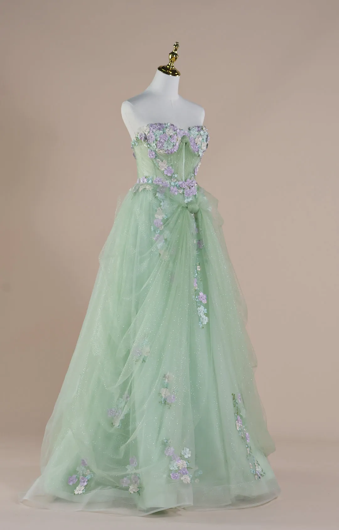 Sheath Sleeveless Colorful  Embroidered Applique A-Line Shimmering Puffy Dresses