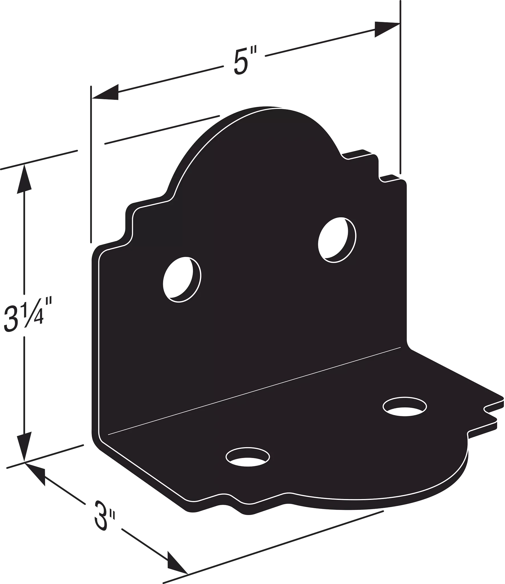 Simpson APA6 Outdoor Accents Mission Collection ZMAX, Black Powder-Coated 90° Angle for 6x