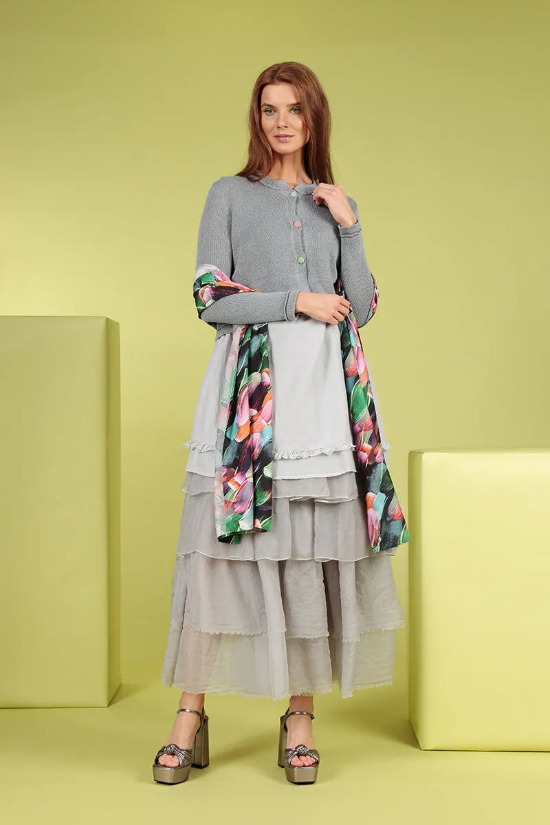Sleeveless Lilac Grey Silk Cotton Tunic