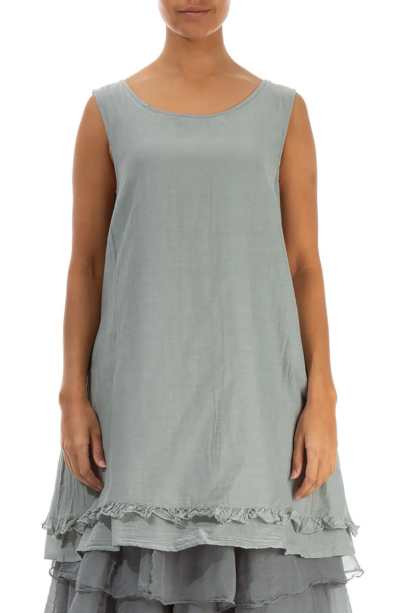 Sleeveless Sage Silk Cotton Tunic