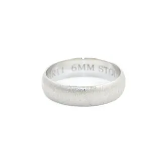 Stone Textured White Gold 6mm Round Band