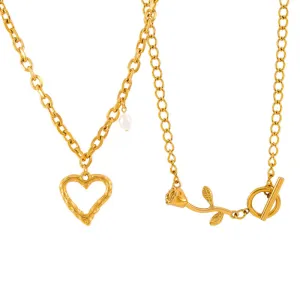 Sweet Rose Love Pendant Necklace - Elegant Korean Design