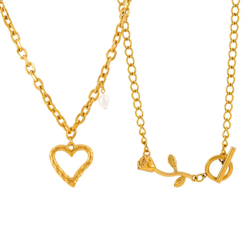 Sweet Rose Love Pendant Necklace - Elegant Korean Design