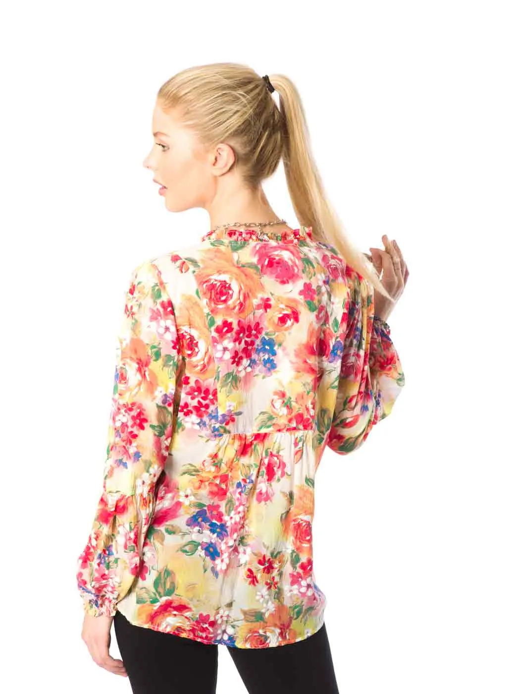 Tia "Antionette"  Blouse - Sueded CUPRO Bemberg Georgette Printed