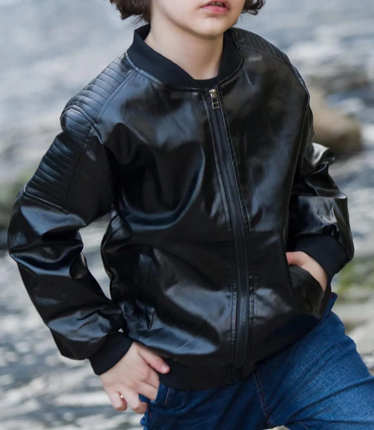 TLAENSON Boys Leather Jackets For Toddler Kids Faux Motorcycle PU Leather Coats Aged 2-12 yrs
