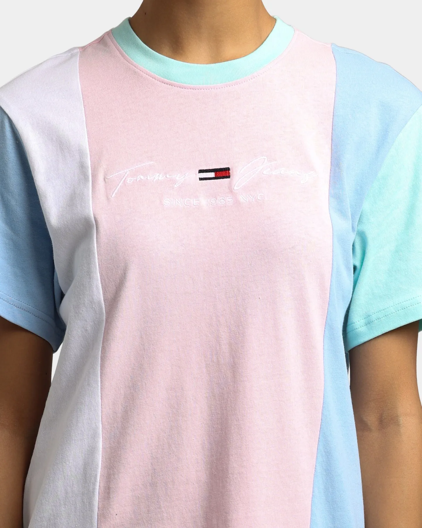 Tommy Jeans Women's Colour Block T-Shirt Dress Romantic Pink