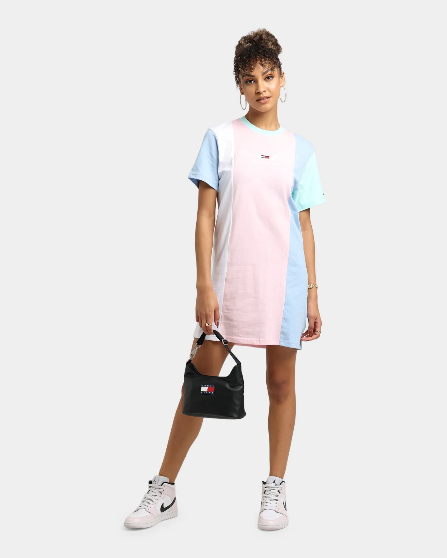 Tommy Jeans Women's Colour Block T-Shirt Dress Romantic Pink