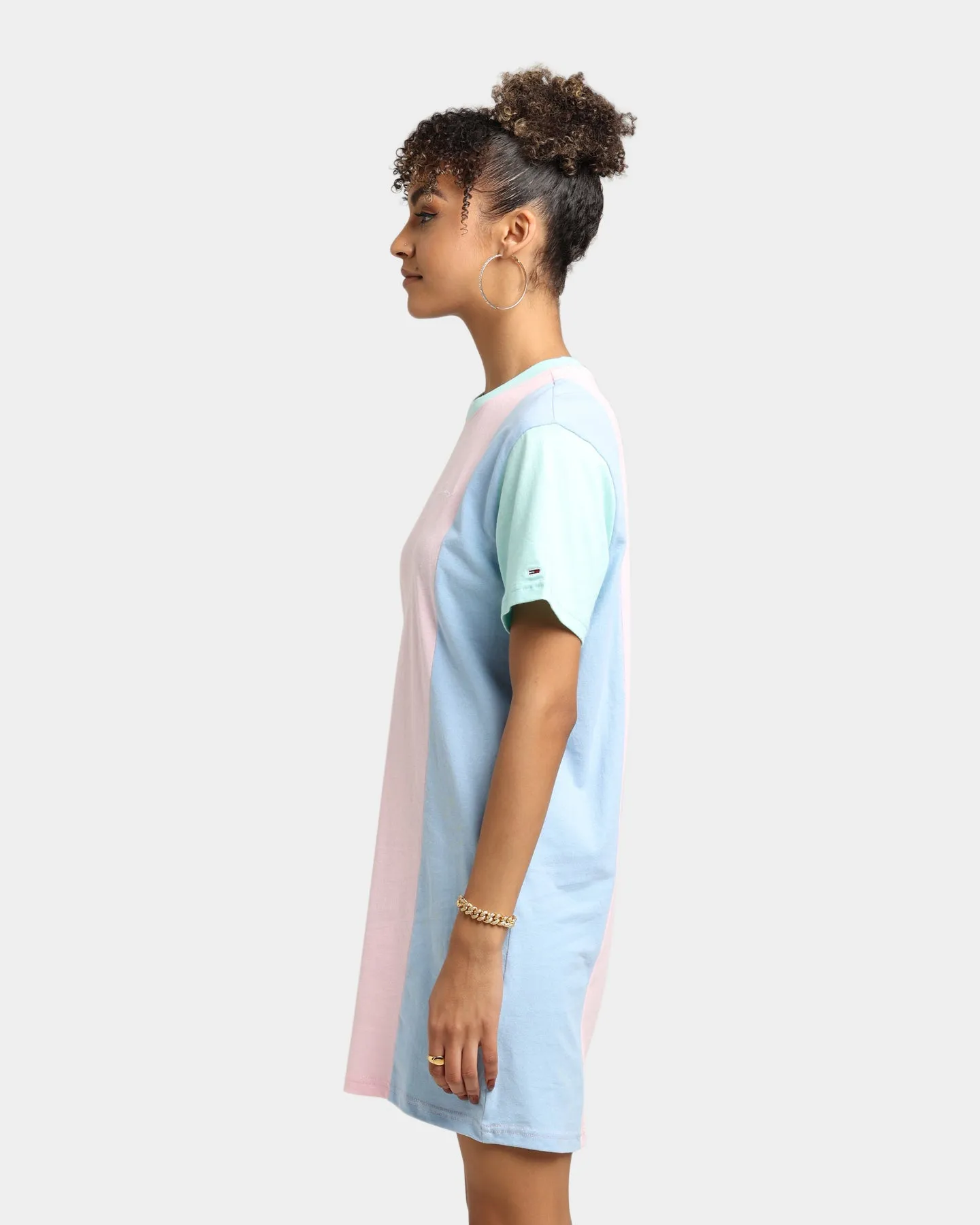 Tommy Jeans Women's Colour Block T-Shirt Dress Romantic Pink